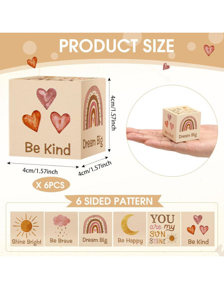 6 Bloques de Madera Boho Arcoíris para Decoración Infantil