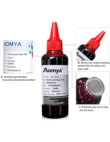 Kit de Recarga de Tinta Aomya 600ml para Cartuchos HP Canon Brother