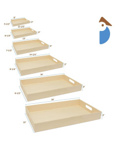 Juego de 6 Bandejas de Madera Sin Terminar Woodpeckers 2