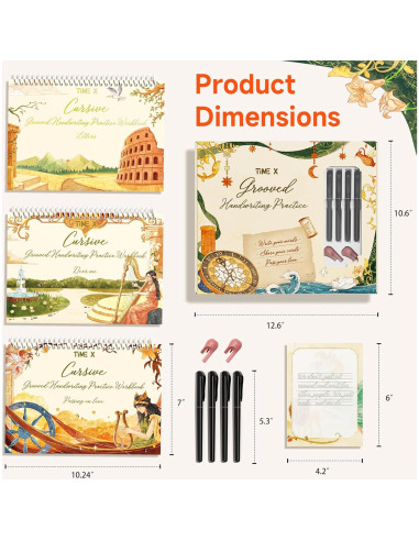 Kit de Caligrafía Cursiva TIME X - 3 Cuadernos Reutilizables
