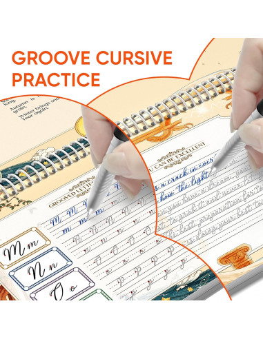 Kit de Caligrafía Cursiva TIME X - 3 Cuadernos Reutilizables