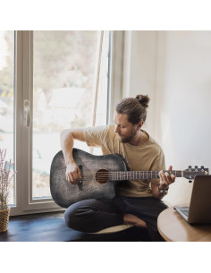 Guitarra Acústica Winzz 41" Diestro Negro Tallado con Kit Completo 2