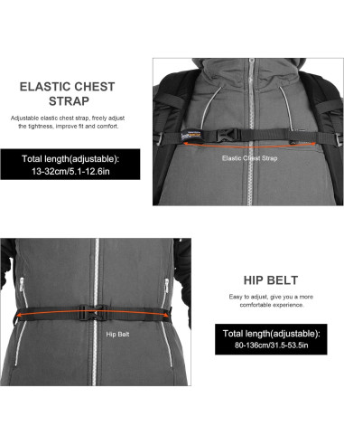 Mochila de Senderismo MOUNTAINTOP 25L Negra para Hombres y Mujeres