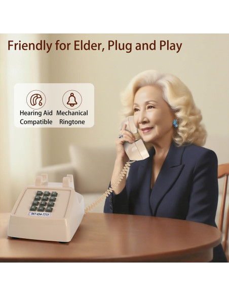 Teléfono de Escritorio Retro Beige Tradicional Americano 2500