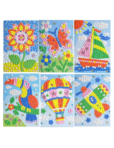 Kit de Arte de Pegatinas de Mosaico LZHZH - 6 Piezas para Niños