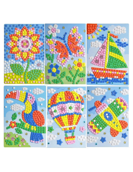 Kit de Arte de Pegatinas de Mosaico LZHZH - 6 Piezas para Niños