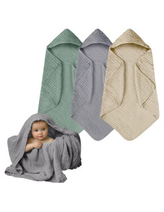 Toallas de bebé con capucha Momsnug - 3 unidades de algodón 88.9 cm