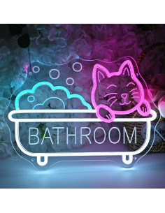 Letrero de Neón LED Gato de Baño SYLHOME 40x29cm USB 2
