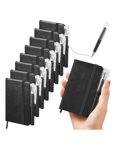 Set 16 Piezas: 8 Cuadernos de Cuero y 8 Bolígrafos Qeeenar