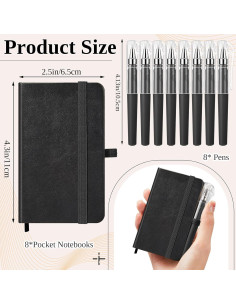 Set 16 Piezas: 8 Cuadernos de Cuero y 8 Bolígrafos Qeeenar 2