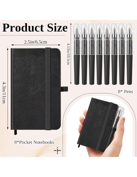 Set 16 Piezas: 8 Cuadernos de Cuero y 8 Bolígrafos Qeeenar