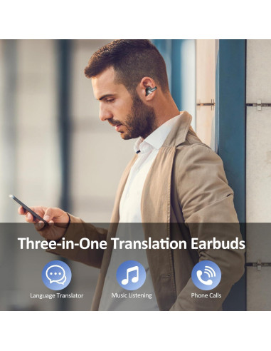 Auriculares Traductores IAMJOY CT28 Inalámbricos Negro 163 Idiomas