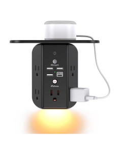 Extensor de Enchufe MIFASOPOWER con Estante y Luz Nocturna