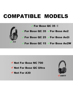 Almohadillas de Repuesto Bose QC35 QC35 II - Cuero Suave 2