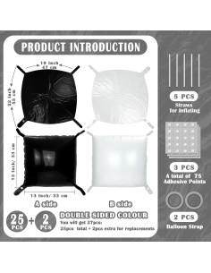 Kit de Globos Cuadrados Doble Cara Hapidooda 27pcs 48cm 2