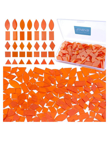 Azulejos de Mosaico de Vidrio Templado LITMIND Naranja 240 Piezas