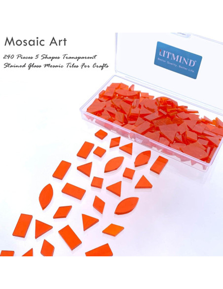 Azulejos de Mosaico de Vidrio Templado LITMIND Naranja 240 Piezas Azulejos de Mosaico de Vidrio Templado LITMIND Naranja 240 Piezas