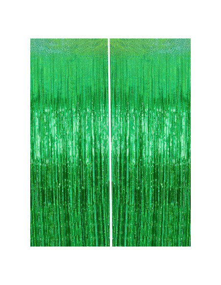 Cortinas de Flecos Metálicas Verdes Ofisany 1.83m x 0.91m - Paquete de 2