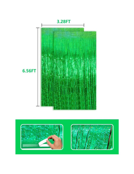 Cortinas de Flecos Metálicas Verdes Ofisany 1.83m x 0.91m - Paquete de 2