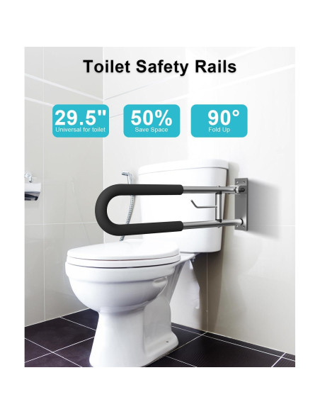 Barra de Agarre Plegable BotaBay para Inodoro 75 cm Plata