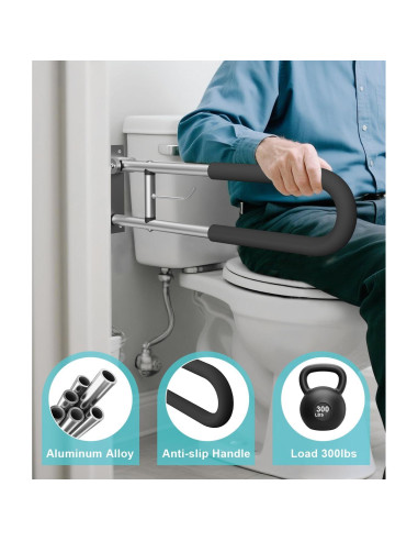 Barra de Agarre Plegable BotaBay para Inodoro 75 cm Plata