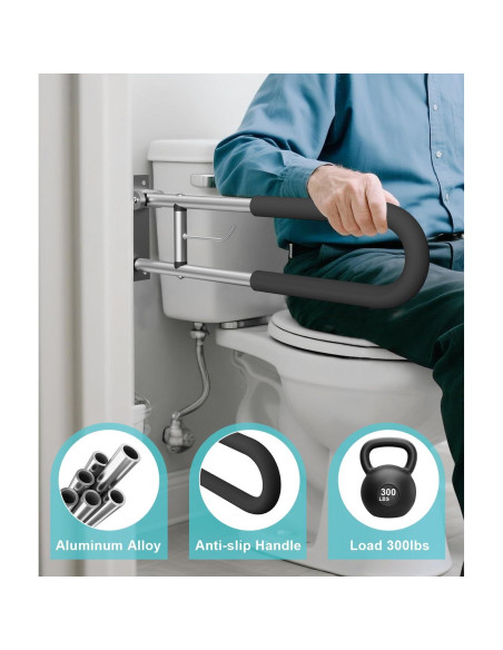 Barra de Agarre Plegable BotaBay para Inodoro 75 cm Plata