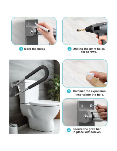 Barra de Agarre Plegable BotaBay para Inodoro 75 cm Plata