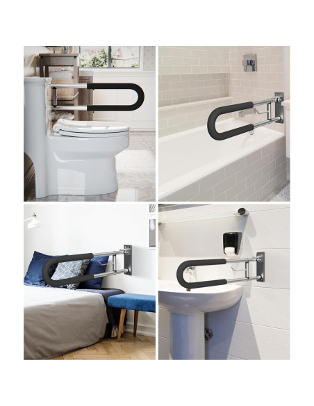 Barra de Agarre Plegable BotaBay para Inodoro 75 cm Plata