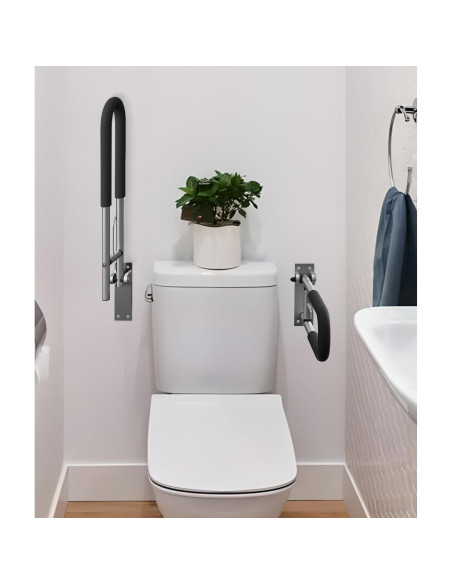 Barra de Agarre Plegable BotaBay para Inodoro 75 cm Plata