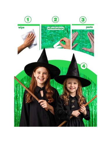 Cortinas de Flecos Metálicas Verdes Ofisany 1.83m x 0.91m - Paquete de 2