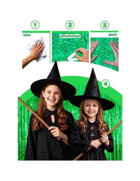 Cortinas de Flecos Metálicas Verdes Ofisany 1.83m x 0.91m - Paquete de 2