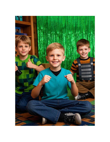 Cortinas de Flecos Metálicas Verdes Ofisany 1.83m x 0.91m - Paquete de 2