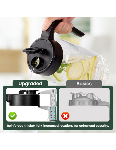 Jarra de Mason Spreccio 2 cuartos vidrio hermético negro