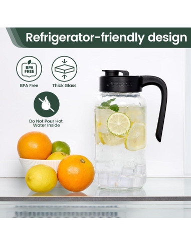 Jarra de Mason Spreccio 2 cuartos vidrio hermético negro