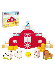 PicassoTiles Cubo Magnético Granja 72 Piezas Juguete Educativo
