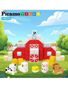 PicassoTiles Cubo Magnético Granja 72 Piezas Juguete Educativo 2