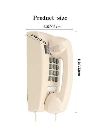 Teléfono de Pared Retro LeHan Beige con Timbre Mecánico