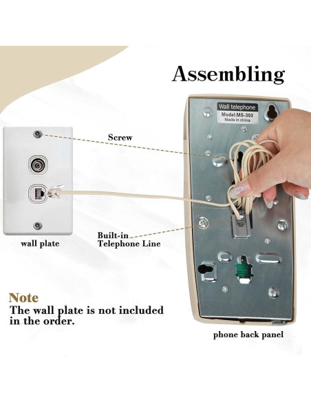 Teléfono de Pared Retro LeHan Beige con Timbre Mecánico