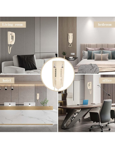 Teléfono de Pared Retro LeHan Beige con Timbre Mecánico