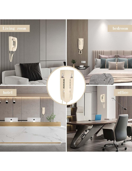 Teléfono de Pared Retro LeHan Beige con Timbre Mecánico