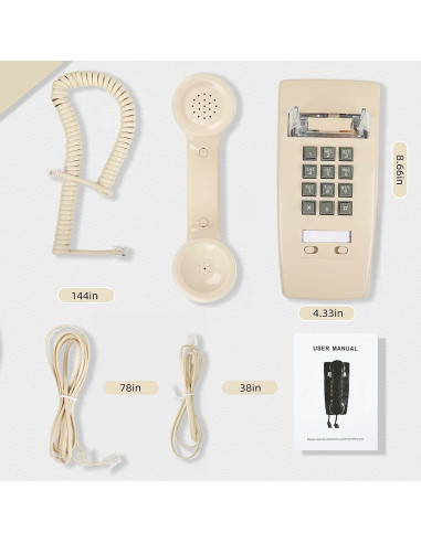 Teléfono de Pared Retro LeHan Beige con Timbre Mecánico