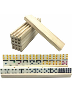 Soporte para Fichas de Dominó Yuanhe - Juego de 4 Madera 25x6x1.8cm 2
