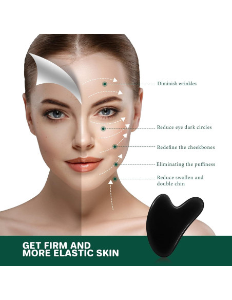 Tablero Gua Sha Negro GUKOY para Masaje Facial y Terapia
