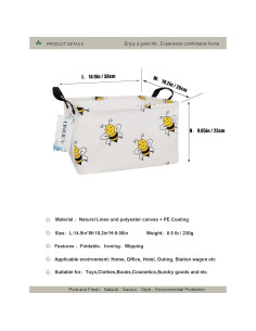 Cesta de lavandería plegable ONOEV 75L Lona Impermeable Abeja 2