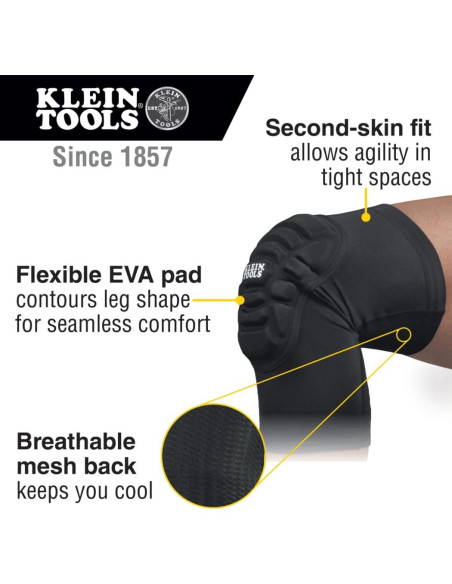 Rodilleras Acolchadas Klein Tools 60614 S/M Negro Transpirables