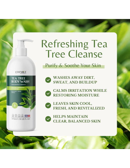 Jabón Corporal Orgánico Edenika 473 ml - Aceite de Árbol de Té