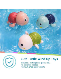 Juguetes de Baño LiKee 3 Tortugas Flotantes para Bebés 1+ Años 2