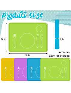 Manteles de Silicona Zhehao 4 Pcs 40.6 x 30.5 cm para Bebés 2