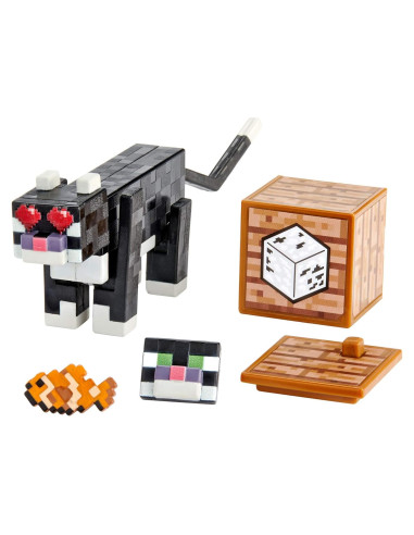 Figura de acción Gato Tuxedo Mattel Minecraft 8.26 cm