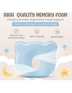 Almohada Suave MarBoost para Bebés con Espuma Viscoelástica Azul 2